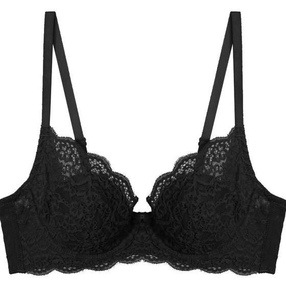 
Black lace underwear for women with small breasts, sexy French push-up anti-sagging ultra-thin underwire triangle bra