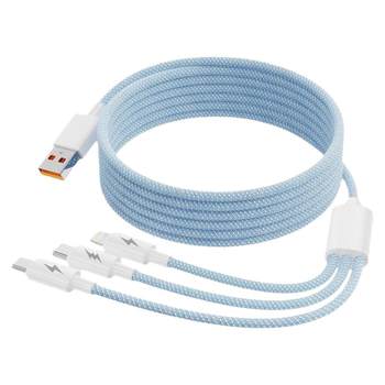 Durable braided three-in-one super fast charging data cable