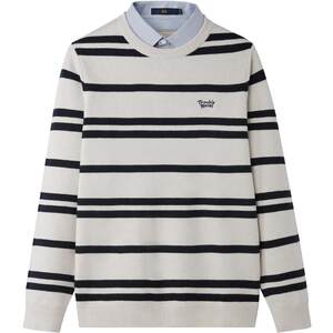 
HLA/Heilan House far-infrared striped double-collar sweater winter fashion warm pullover fake two-piece sweater for men