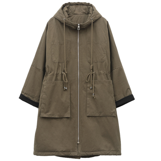 Furdort レディース 冬用 フード付きベルベットジャケット 