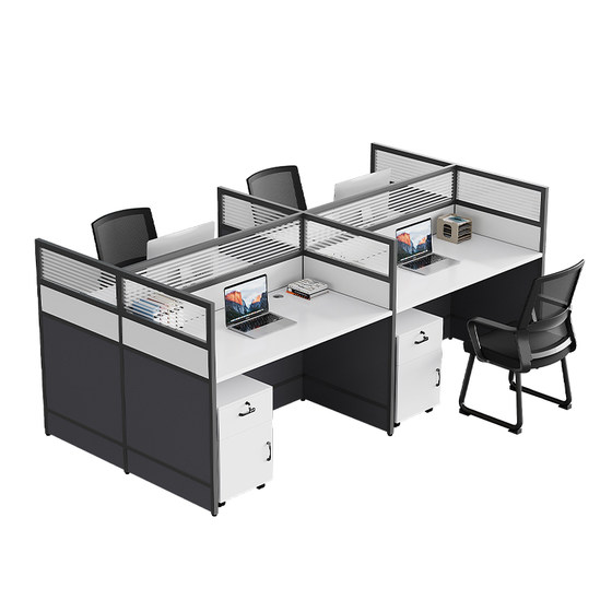 
Office staff desk and chair combination set simple modern booth four 4/6 person staff screen office furniture