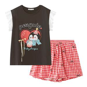 Gukoo/果壳情侣睡衣女款2026新款夏全棉可外穿家居服男士睡衣B