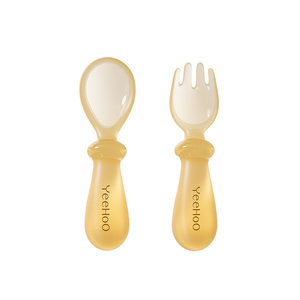 
Ying's baby food supplement spoon independent eating silicone soft spoon newborn baby eating training fork spoon children's tableware