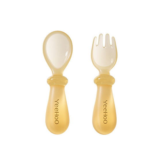 
Ying's baby food supplement spoon independent eating silicone soft spoon newborn baby eating training fork spoon children's tableware