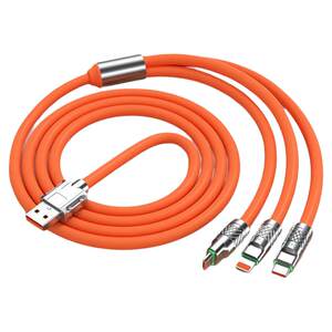 
120W super fast charging three-in-one zinc alloy head suitable for Apple vivo Huawei data cable Android flash charging mobile phone one tow three charger three head multi-functional vehicle Tpyec exquisite gift box