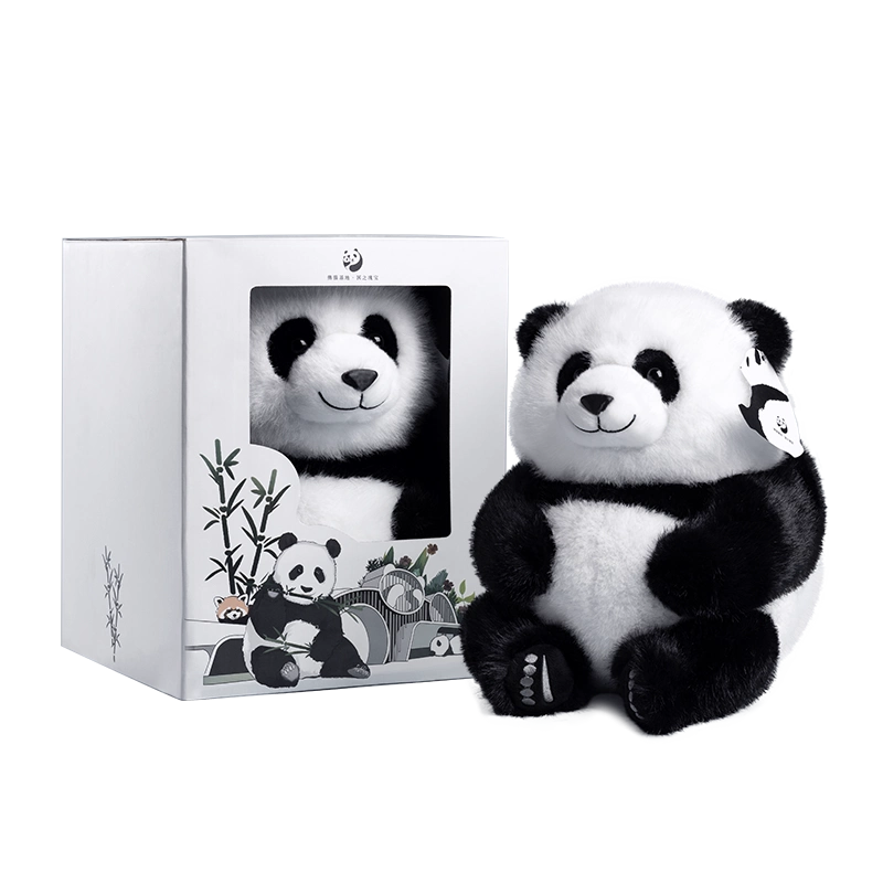 成都大熊猫27cm基地官方玩偶花花握笋款七夕创意礼物国潮熊猫毛绒