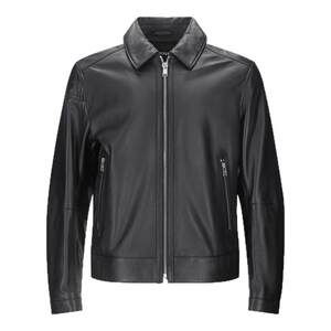 
Hugo Boss men's black series leather jacket top coat 50543214