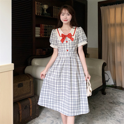 taobao agent Summer dress, plus size, french style, fitted, A-line