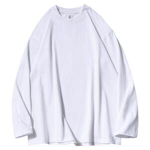 280g heavy sleeve long -sleeved T -shirt loose solid color top Sorona white motion shirt with thick real men and women inside