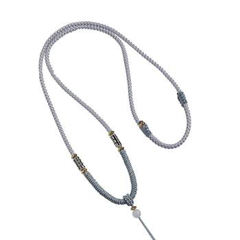 Silver six-character mantra pendant rope handmade diamond knot lanyard
