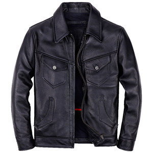 
Andy Launched Drugs and Genuine Leather Clothes Mendoza Short Leather Jacket Farm Owner Cowhide Lapel RRL Jacket