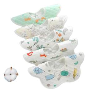 Baby Waterproof Mouth Water Towel 360 degrees rotating baby pure cotton gauze, newborn mouth drool pocket four seasons
