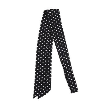 Black polka dot long silk scarf for women 2025 new style