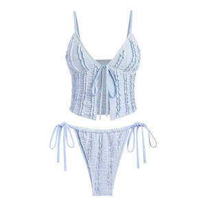 
Women's swimsuit Korean ins high-end vacation hot spring split sexy bikini slimming three-piece swimsuit