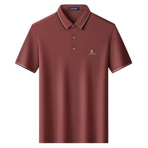 
[Double-sided mercerized mulberry silk] Montagut summer short-sleeved polo shirt men's father high-end T-shirt lapel breathable J