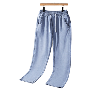 
Tencel jeans men's summer thin light blue straight loose men's trousers business casual fashion brand men's long trousers