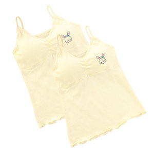 Girls' tank top, long pure cotton primary school underwear, long bottom, girls' tank top, developmental suspender tank top