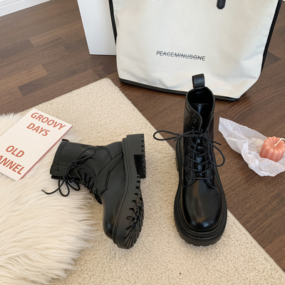 taobao agent Martens, Tide, black demi-season universal boots English style platform, 2021 collection, trend of season, British style