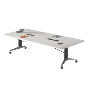 
Blister desktop folding conference table office table movable long strip splicing combination training table and chair with wheels