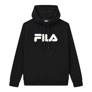 
FILA official hooded sports sweatshirt couples winter classic loose plush warm casual top for women