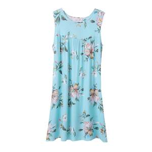 Cotton silk nightgown for women in summer 2025 new thin large size medium length over knee cotton artificial cotton sleeveless pajamas