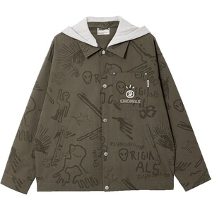 
Jack Jones men's spring new all-over printed trendy daily casual workwear style loose hooded jacket