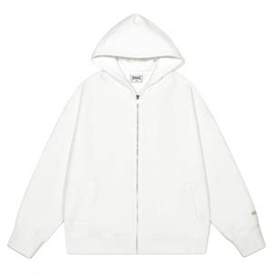 
American EVERLAST boxing American retro simple cardigan sweatshirt plus velvet white sports casual hooded jacket