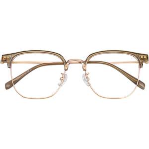 
Brown pure titanium half-frame glasses for women, myopia can be matched with degree anti-blue light large frame professionally equipped with eye frame big face
