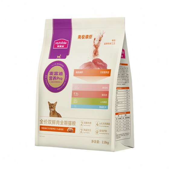 
McFoody Cat Food Nutrition Pro Double Fresh Meat Beautiful Hair Intestinal General Cats and Kittens General Full Price Full Period Cat Main Food 2kg