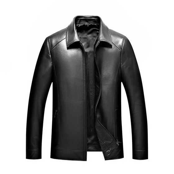 
Hengyuanxiang genuine leather jacket men's top layer sheepskin middle-aged and elderly father's high-end autumn and winter casual leather jacket