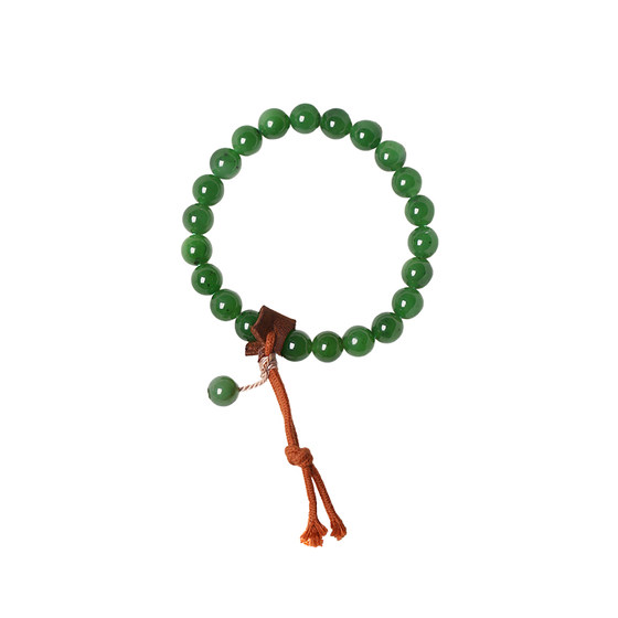 
Natural Russian jasper ice green round beads original matching single circle bracelet women's jade bracelet jewelry