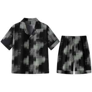 
Gongdie [cool type] pajamas for men, summer short-sleeved ice silk home clothes that can be worn outside, large size youth cardigan suit