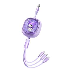 
Sanrio Kulomi three-in-one charging cable Pachadog data cable Melody fast charging cable One-to-three Yuguidog suitable for Apple iPhone 15 mobile iPad charger cable 14pro