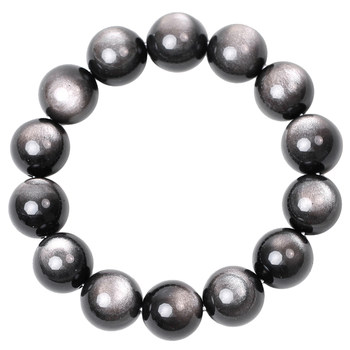 Collectible Double Cat's Eye Silver Obsidian Bracelet for Good Fortune