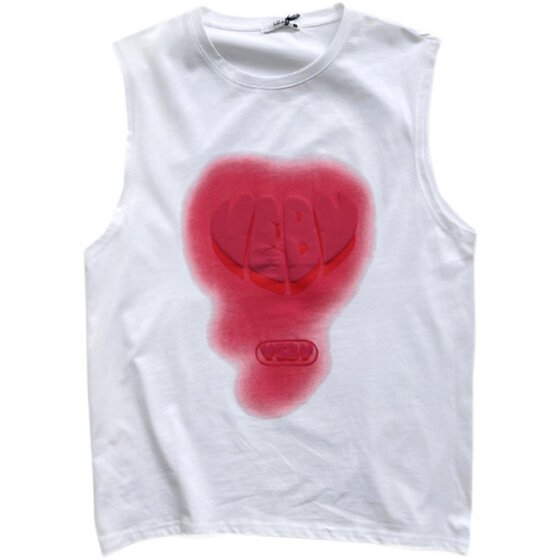 The silhouette does not pick people! Stereo print cotton straight cotton straight sleeveless T -shirt vest muscle men's summer sports shoulders
