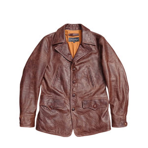 Japanese version of Switchyard dispatcher style without painted wax dye, old young young horse skin leather leather clothes men's middle length