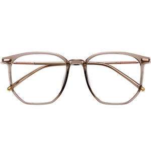 Cold tea -colored myopia glasses women's concentration of high -level high -level big frame showing face small flat light anti -blue light face eyes
