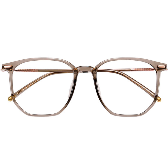 Cold tea -colored myopia glasses women's concentration of high -level high -level big frame showing face small flat light anti -blue light face eyes
