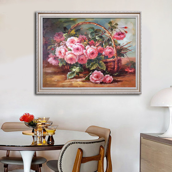 거실, 침실, 레스토랑 입구 홀, 붉은 모란 꽃 바구니에 대한 새로운 인쇄 정품 DMC 크로스 스티치 유럽 스타일의 유화