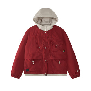 
FILA FUSION Fila trendy brand cotton clothing women's 2026 spring new casual loose color matching coat hooded jacket