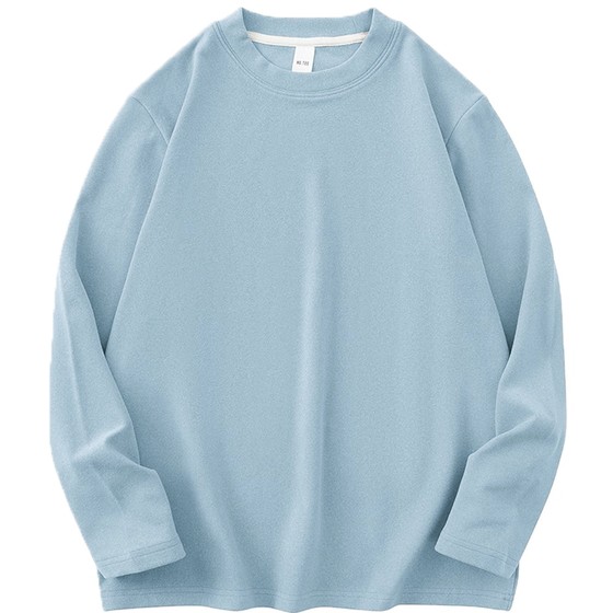 Double -sided virtue bottoming shirt Men's long -sleeved T -shirt circular collar autumn and winter, warm and velvet thick inner pure color autumn clothing
