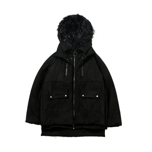 Crow Black Mountain Carved Suede Fur Collar Coat Thickened Warm Mountain Carved Large Size Trendy Brand Men and Women Couple Coat Coat