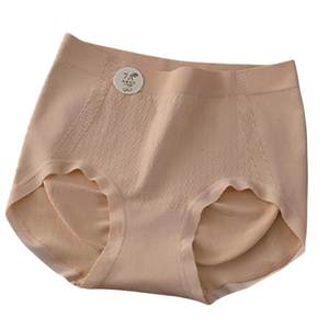 
Seamless underwear for girls pure cotton antibacterial inseam mid-high waist tummy control 2024 new triangle shorts hip lift mid-waist