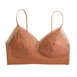 French lace fine suspender vest underwear girlless underwear ultra -thin, steel ringless, comfortable text, bra, pure desire
