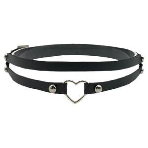 Subculture high-end sexy black leather strap leg ring female flesh y2k goth two-dimensional thigh ring jk style