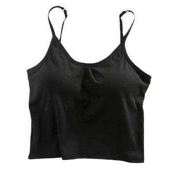 Modal wearing a solid color girl vest suspender
