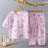 Детская хлопковая пижама подходит для мужчин и женщин, летний тонкий детский демисезонный комплект