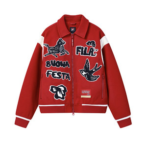 
Yi Yang Qianxi's same FILA will take off soon. Fila couple's cotton padded clothes 2026 New Year style red lapel jacket