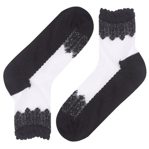 Socks for women in spring and summer thin ice silk crystal glass lace stockings lace loose wear-resistant pure cotton bottom mid tube transparent