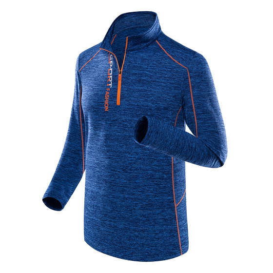 
Outdoor running speed drying clothes men's fitness stand collar sweat-absorbent and breathable autumn and winter mountain climbing and hiking women's long-sleeved T-shirt